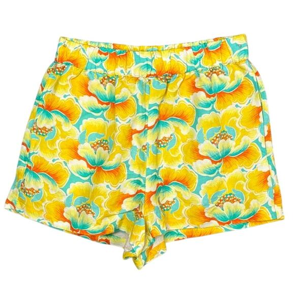 Kulani Kinis Relaxed Linen Blend Shorts Tropical Print Size M Swim Vacation NWOT - Picture 2 of 8